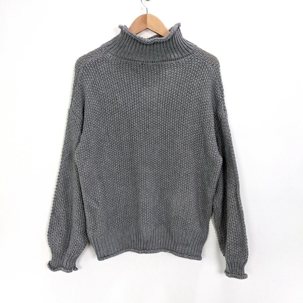 BB Dakota by Steve Madden Size S Womens Chunky Knit Turtleneck Sweater in Gray - Picture 6 of 9